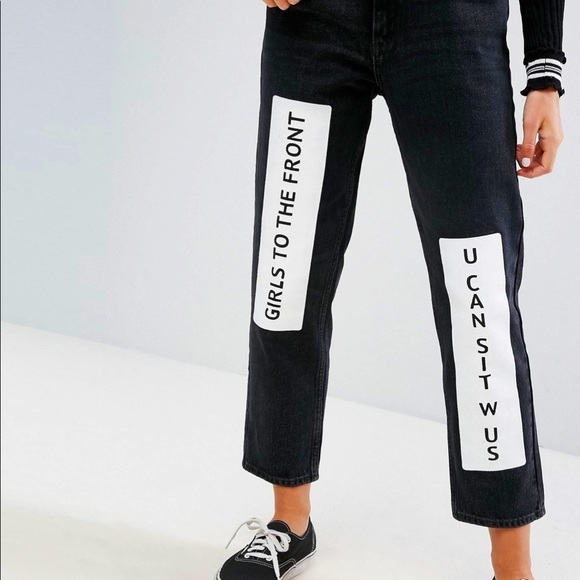 Monki ASOS Taiki Badge Mom Jeans size 24 gently preloved - Picture 2 of 11